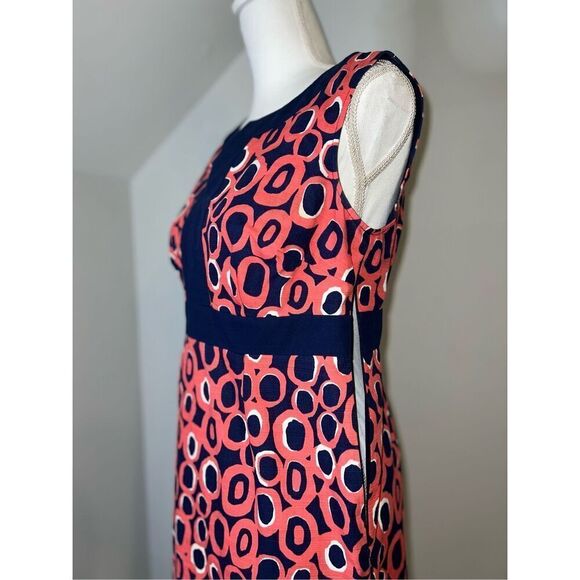 Women’s BODEN Navy/Coral Orange Sheath Midi Dress 6P - Picture 4 of 10